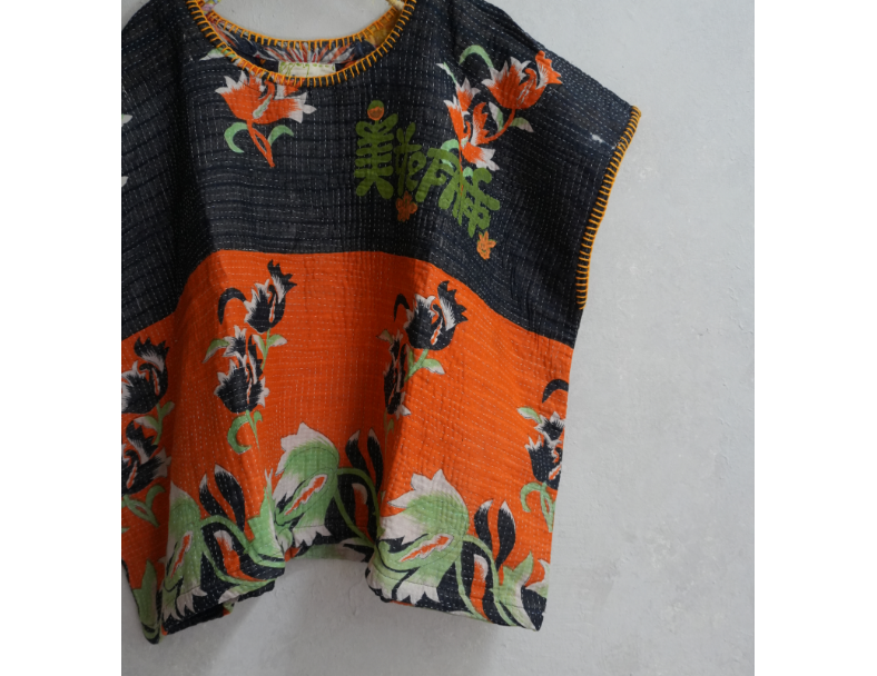 kantha Hindi 木印寬版上衣*橘花 2