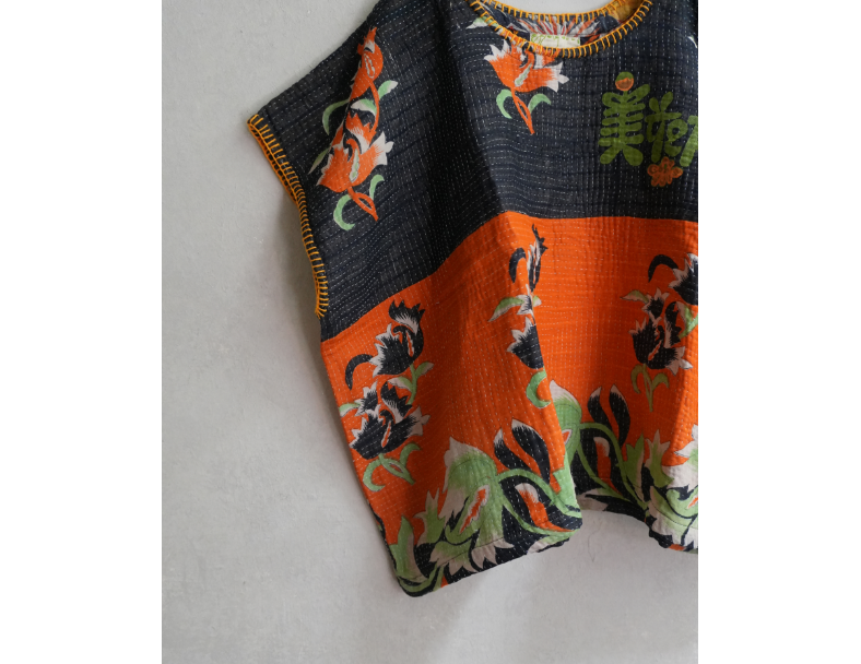 kantha Hindi 木印寬版上衣*橘花 4