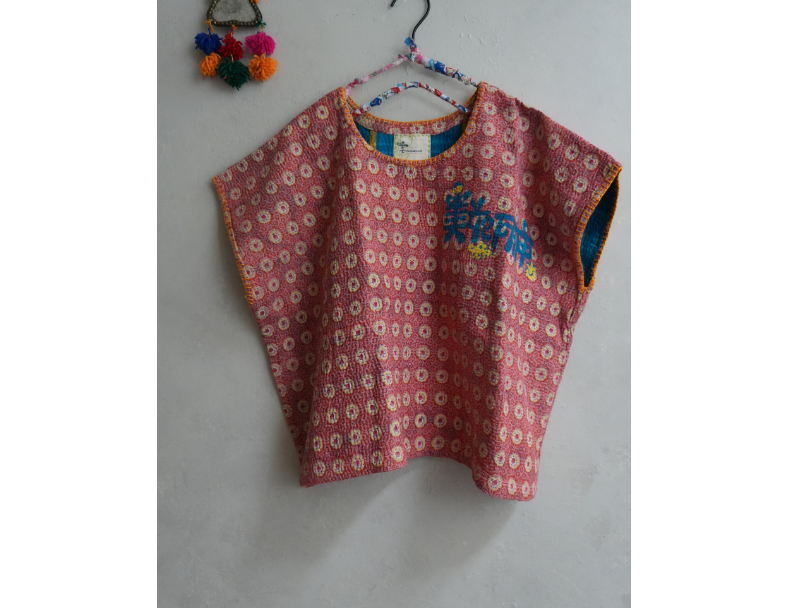 kantha Hindi 木印寬版上衣*粉黃小花 2