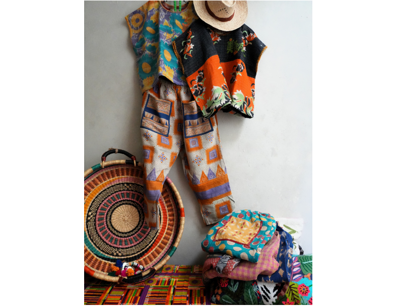 kantha Hindi 木印寬版上衣*橘花 3