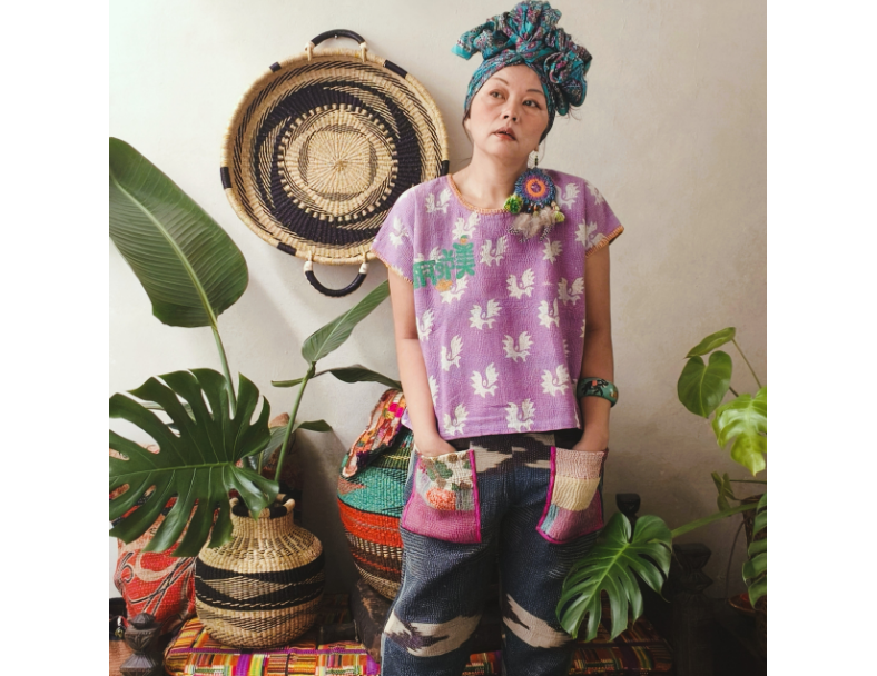 kantha Hindi 木印寬版上衣*舊米花 3