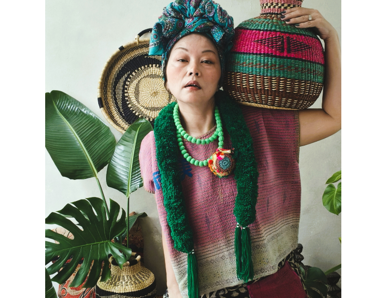 kantha 老甘達口袋褲*粉格子  4