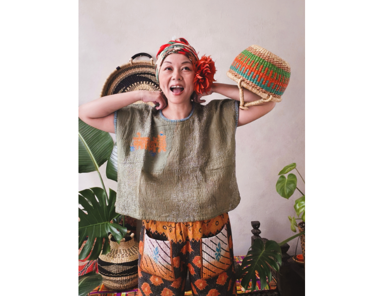kantha Hindi 木印寬版上衣*橘花 5