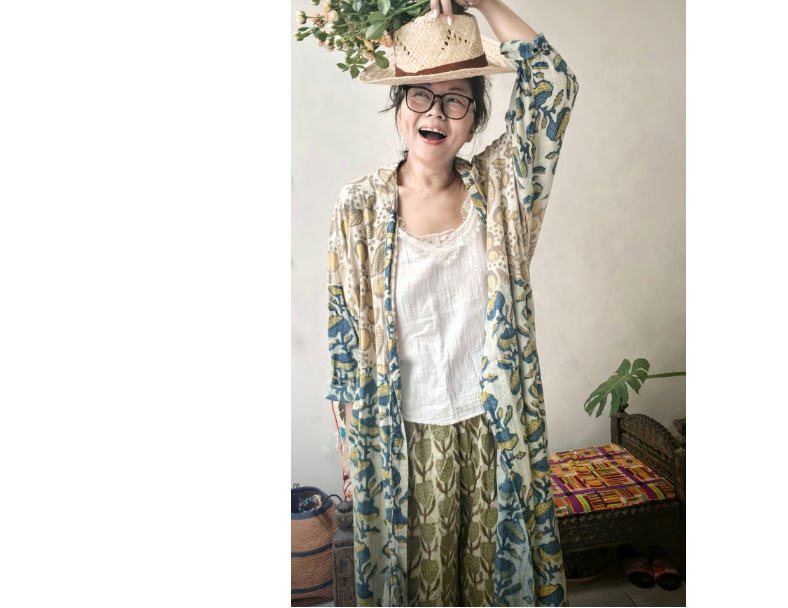 泥染手印長罩衫*綠 5
