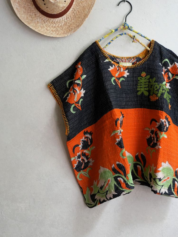kantha Hindi 木印寬版上衣*橘花