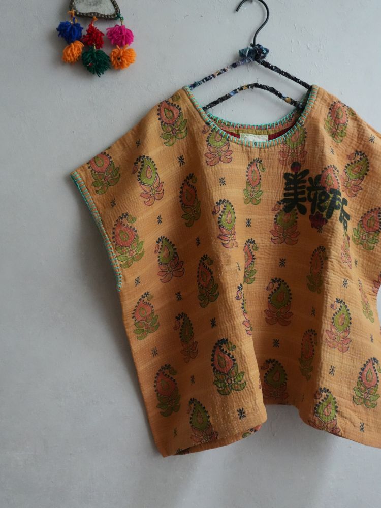 kantha Hindi 木印寬版上衣*蓮光印