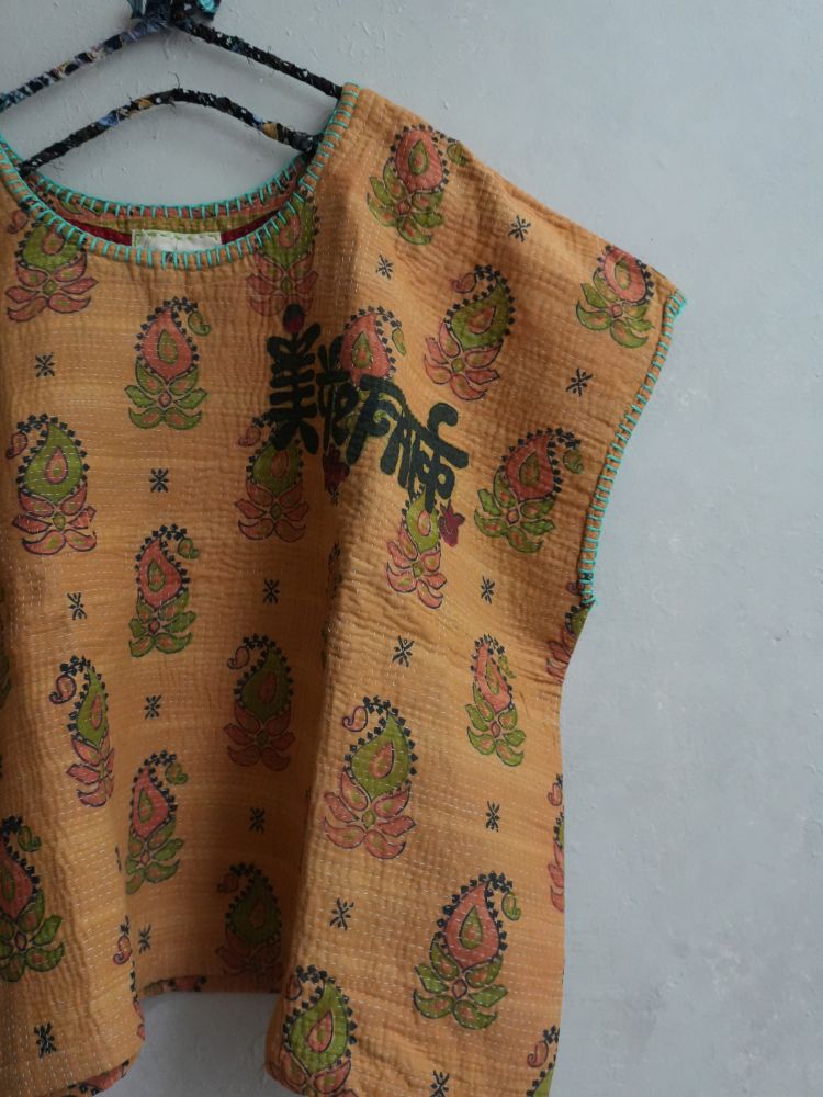 kantha Hindi 木印寬版上衣*蓮光印