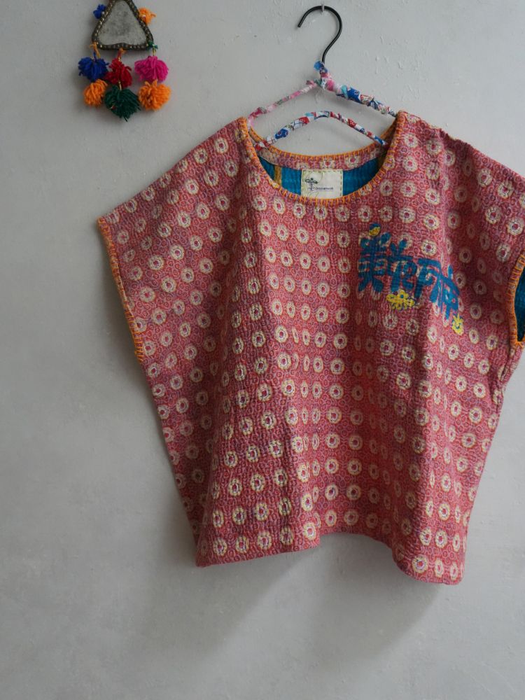 kantha Hindi 木印寬版上衣*粉黃小花