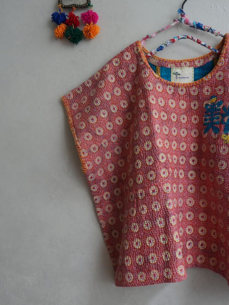 kantha Hindi 木印寬版上衣*粉黃小花