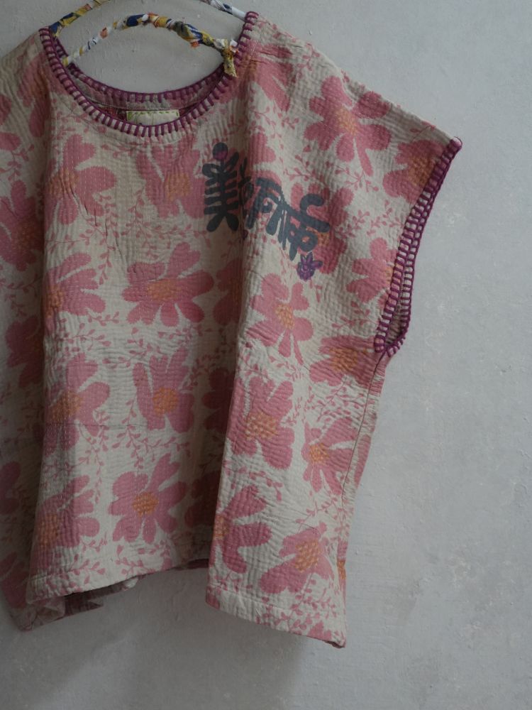 kantha Hindi 木印寬版上衣*舊米花