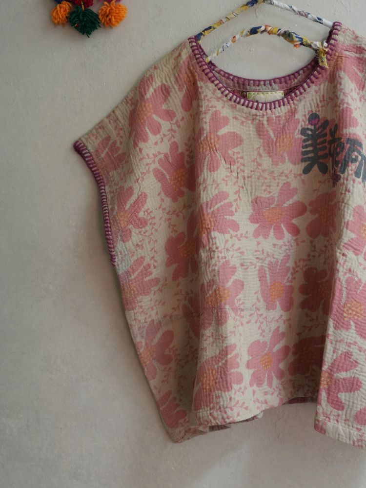kantha Hindi 木印寬版上衣*舊米花
