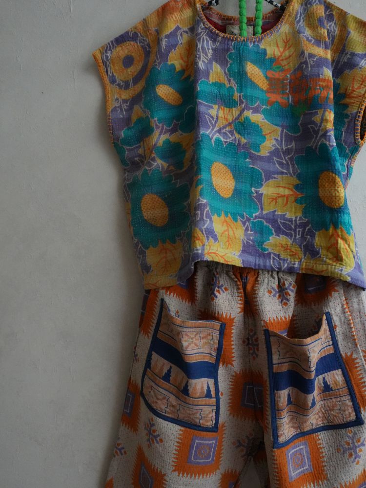 kantha Hindi 木印寬版上衣*花籃