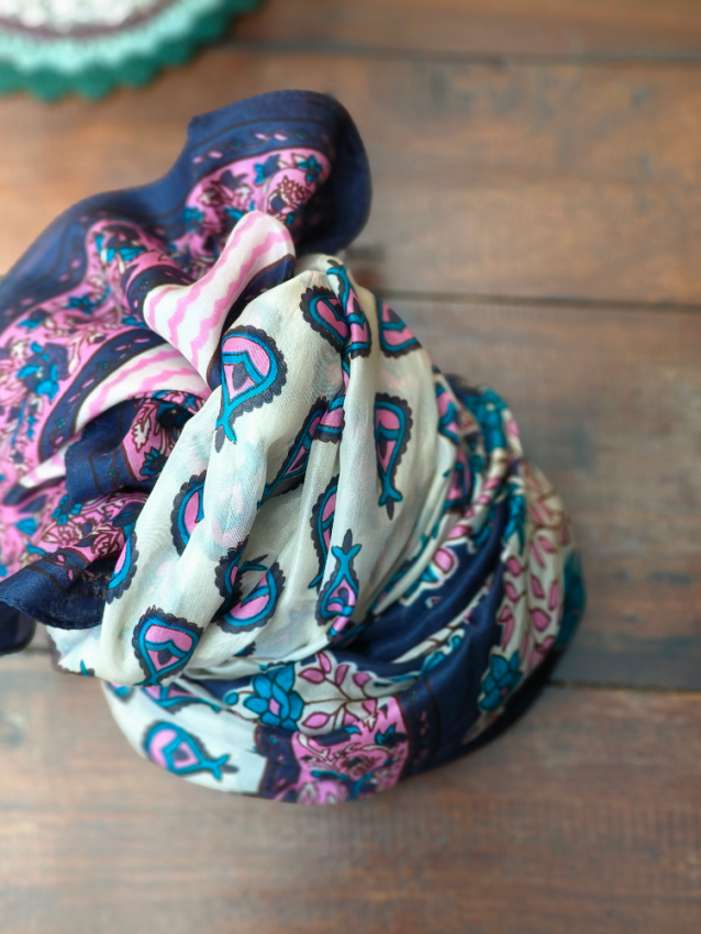 非洲髮包巾 / 米紫藍1