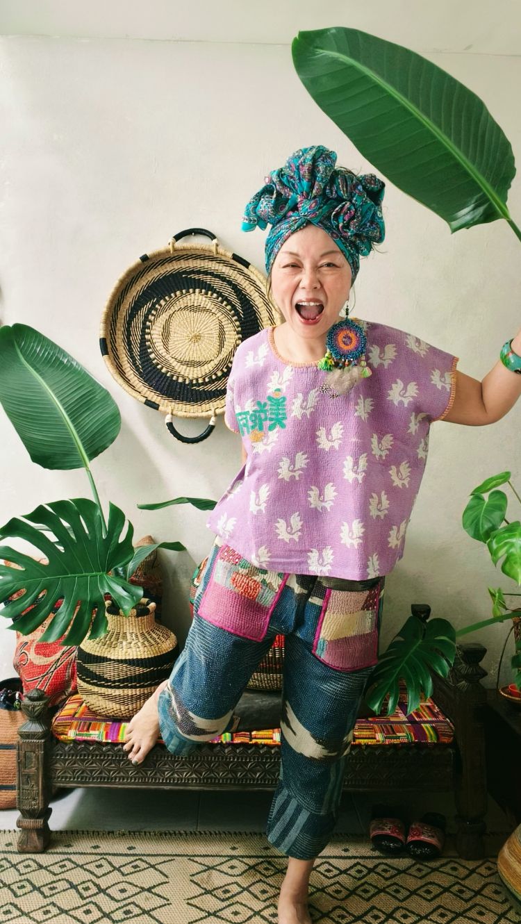 kantha Hindi 木印寬版上衣*薰衣紫